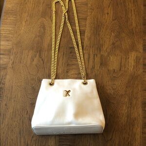 Paloma Picasso White Shoulder Bag with Gold Chain